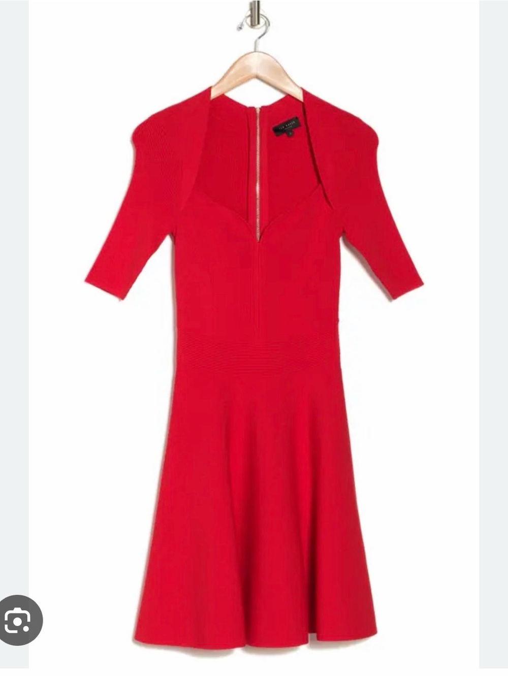 Ted Baker Red Sweetheart Midi Fit-and-Flare Dress - Picture 3 of 3